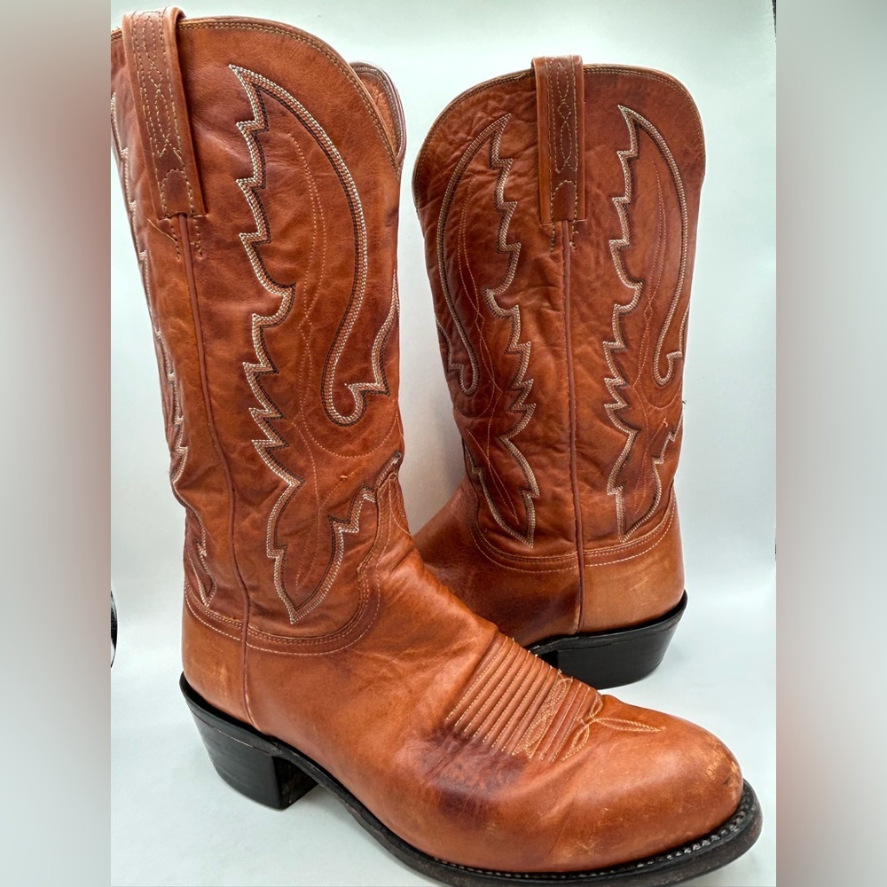 Lucchese 1883 Men’s Cowboy Western Boots Camel Brown Leather Women’s Size 10 2E - Picture 8 of 14